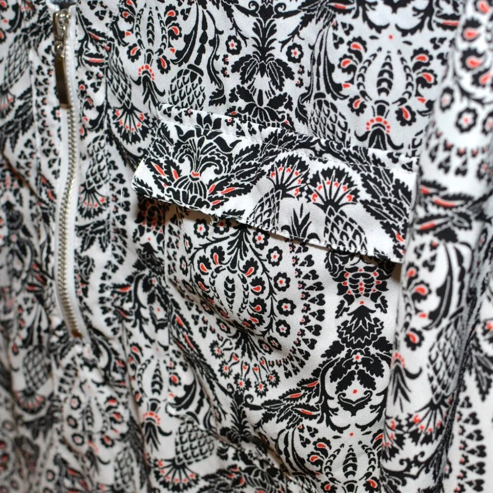 Plus Size Cato 18/20 Black, White & Red High-Low Blouse With Roll Tab Sleeves - Picture 6 of 11